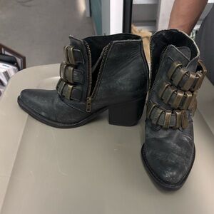 Jeffrey Campbell Black Ankle Boots with Bronze Details